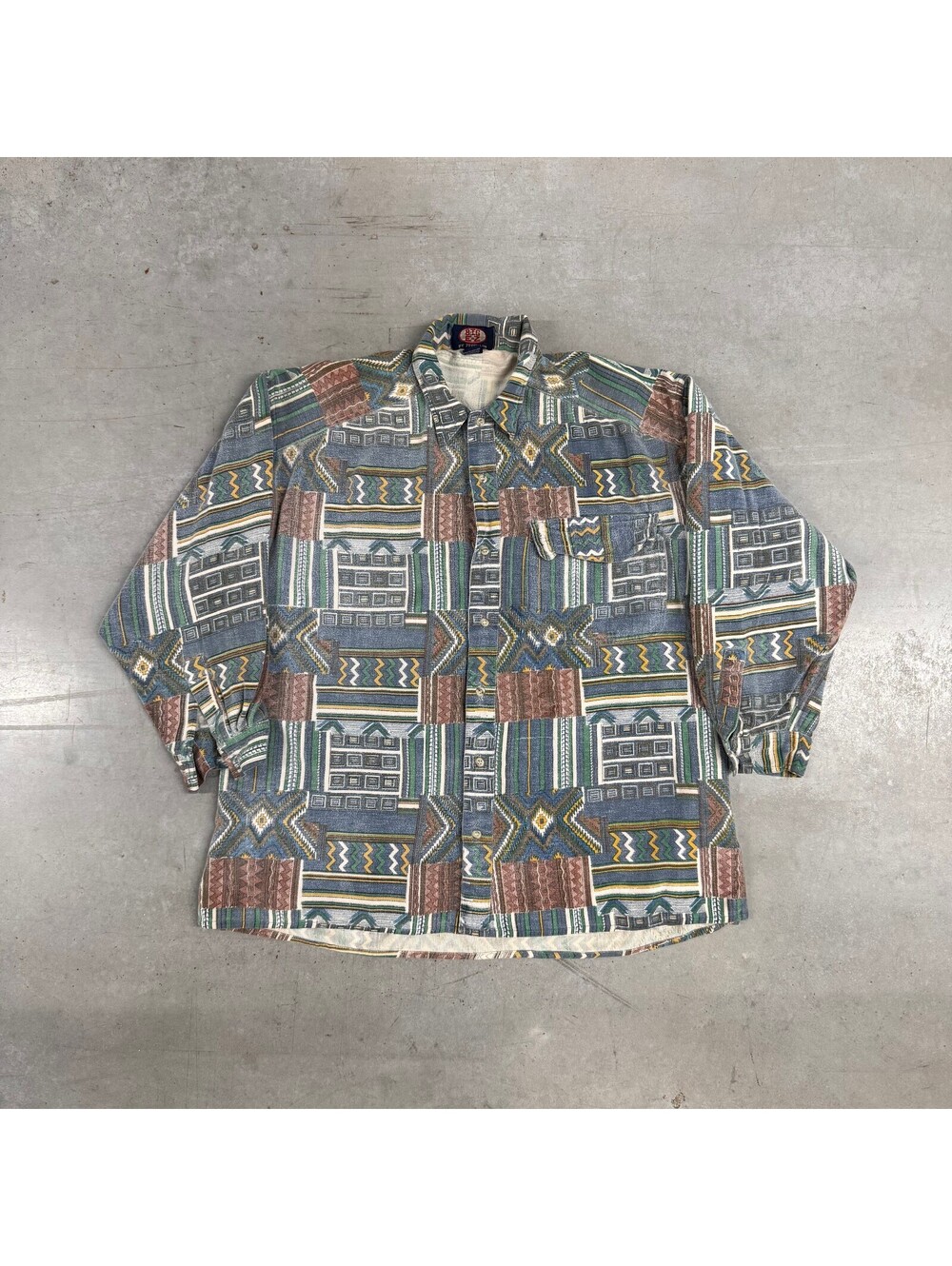 Vintage 90s BIG E-Z by Zeppelin Patterened Button Up Longsleeve Shirt XXL